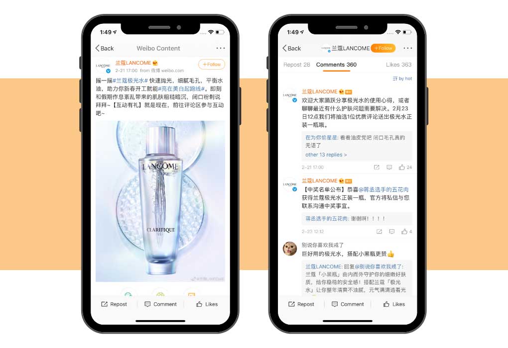 The Cosmetics Market in China: Lancome on Weibo